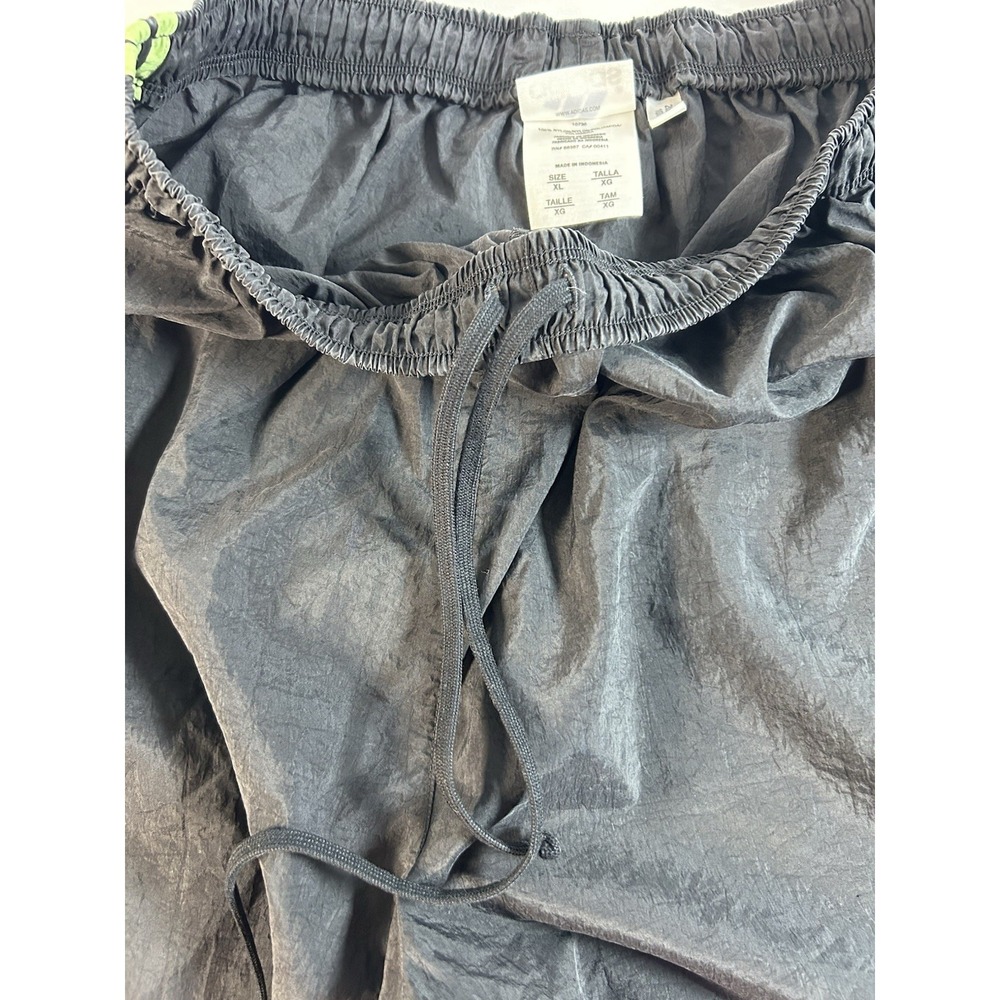 Adidas Black Elastic Waist Nylon Track Short Neon Green Striped Retro XL - Picture 5 of 9